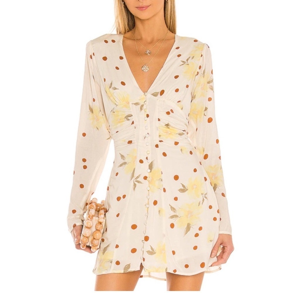 FREE PEOPLE date night mini dress in sunshine combo revolve size large L NWT